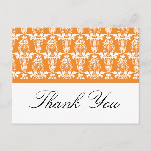 Orange Damask Vielen Dank Postkarten (Vorderseite)