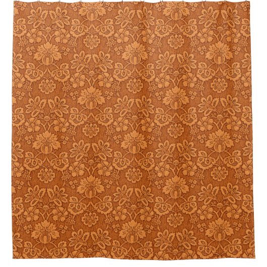 Orange Damask Wallpaper Muster Duschvorhang (Vorderseite)