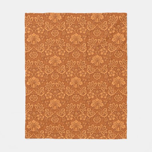 Orange Damask Wallpaper Muster Fleecedecke (Vorderseite)