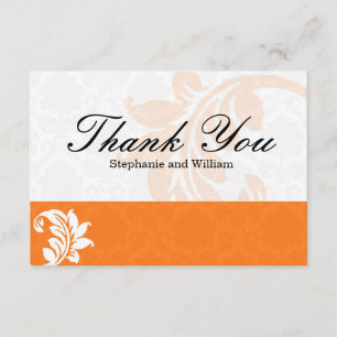 Orange Damask Wedding Danke-Card Dankeskarte