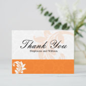 Orange Damask Wedding Danke-Card Dankeskarte (Stehend Vorderseite)