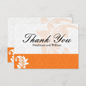 Orange Damask Wedding Danke-Card Dankeskarte (Vorne/Hinten)