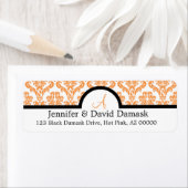 Orange Damask Wedding Monogram Labels (Insitu)