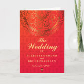 Orange Damask Wedding Program Card Programm (Vorderseite)