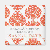 Orange Damask Wedding Save the Date Magnet (Vorne)