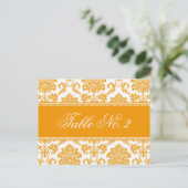 Orange Damask Wedding Tischnummer (Stehend Vorderseite)