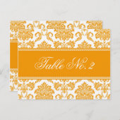 Orange Damask Wedding Tischnummer (Vorne/Hinten)