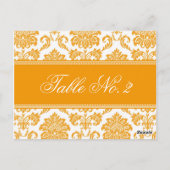 Orange Damask Wedding Tischnummer (Rückseite)