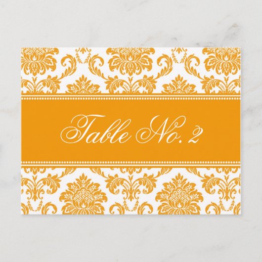 Orange Damask Wedding Tischnummer (Vorderseite)