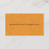 Orange Damask Wedding Website Business Card Begleitkarte (Rückseite)