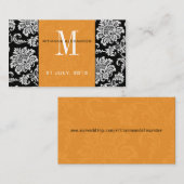 Orange Damask Wedding Website Business Card Begleitkarte (Vorne/Hinten)