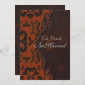 Orange Damask Western Probe Abendessen Einladungen (Vorne/Hinten)