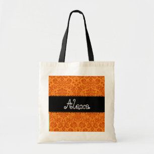 Orange Damast-Brautjungfer oder Braut-Tasche Tragetasche