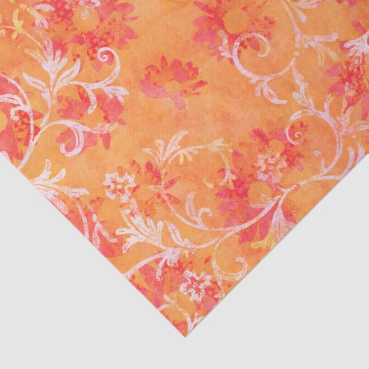 Orange Damast-Muster Seidenpapier (Ausschnitt)