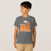 Orange Dampf Loco-Zug-individueller Name scherzt T T-Shirt (Vorne ganz)