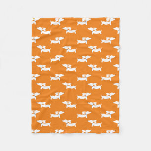 Orange Dancing Dackeln Fleece Blanket Design