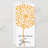 Orange Dandelion Blume Geschenkgutschein Design 2 (Rückseite)