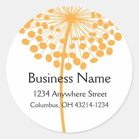 Orange Dandelion Blume Round Address Labels Runder Aufkleber (Vorderseite)