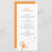 Orange Dandelion Wedding Menu Menükarte (Vorne/Hinten)