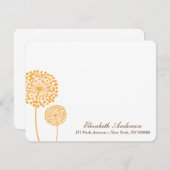 Orange Dandelions Flachfarben Mitteilungskarten (Vorne/Hinten)