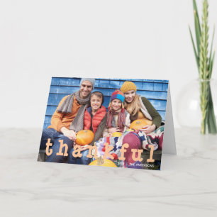 Orange dankbare Familienfoto zu Thanksgiving Karte