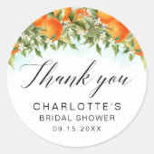 Orange Danke Brautparty Runder Aufkleber (Vorderseite)