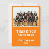Orange Danke Trainer Karte Teamname Foto (Vorderseite)