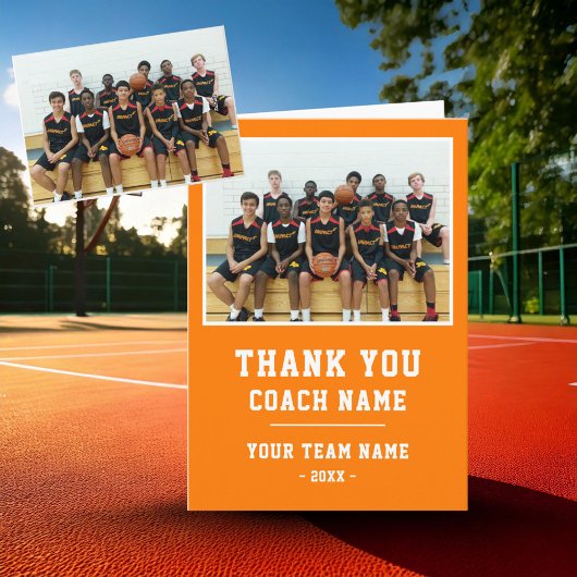 Orange Dankeschön Coach Card Team Name Foto Dankeskarte