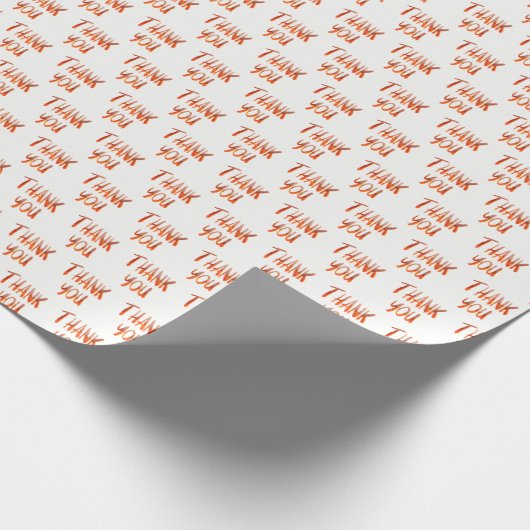orange Dankeschön Text auf Weiß Geschenkpapier (Ecke)
