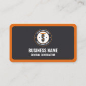 Orange Dark Gray Business Logo Generalunternehmer Visitenkarte (Vorderseite)