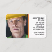 Orange Dark Gray Business Logo Generalunternehmer Visitenkarte (Rückseite)