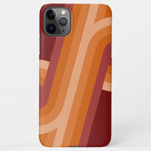 Orange Dark Maroon Red Retro Art Pattern iPhone Hülle (Rückseite)