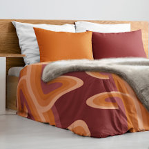 Orange Dark Maroon Red Retro Circles Art Pattern