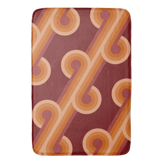 Orange Dark Maroon Red Retro Circles Art Pattern Badematte (Vorderseite Vertikal)