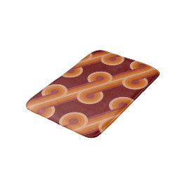 Orange Dark Maroon Red Retro Circles Art Pattern Badematte