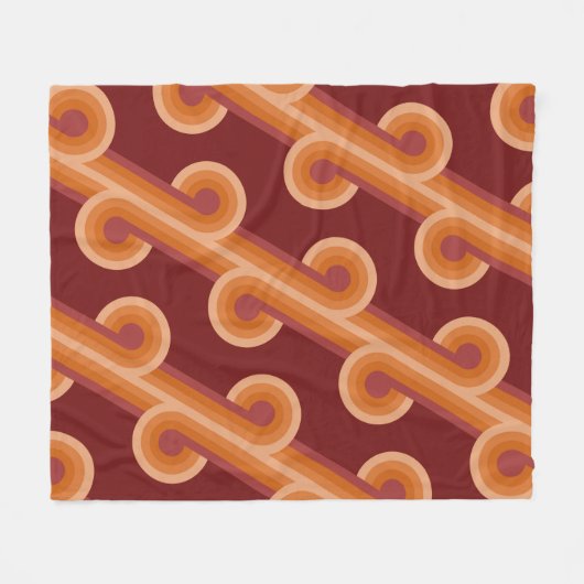 Orange Dark Maroon Red Retro Circles Art Pattern Fleecedecke (Vorderseite (Horizontal))