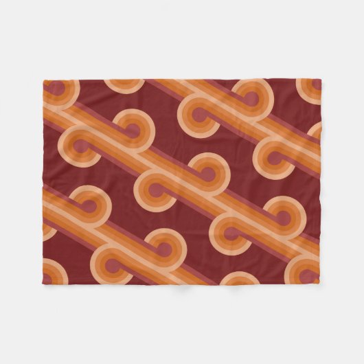 Orange Dark Maroon Red Retro Circles Art Pattern Fleecedecke (Vorderseite (Horizontal))