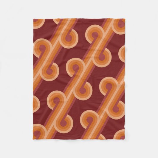 Orange Dark Maroon Red Retro Circles Art Pattern Fleecedecke (Vorderseite)