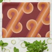 Orange Dark Maroon Red Retro Circles Art Pattern Geschirrtuch (Gefaltet)