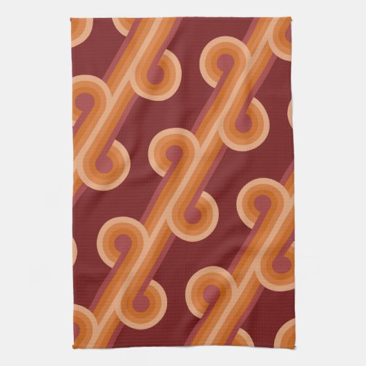 Orange Dark Maroon Red Retro Circles Art Pattern Geschirrtuch (Vertikal)