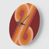 Orange Dark Maroon Red Retro Circles Art Pattern Große Wanduhr (Winkel)