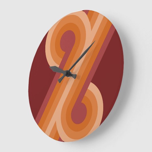 Orange Dark Maroon Red Retro Circles Art Pattern Große Wanduhr (Winkel)