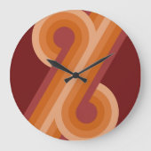 Orange Dark Maroon Red Retro Circles Art Pattern Große Wanduhr (Vorderseite)