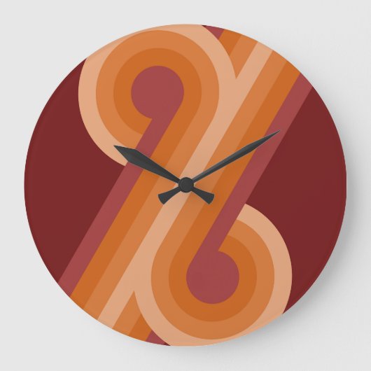 Orange Dark Maroon Red Retro Circles Art Pattern Große Wanduhr (Vorderseite)