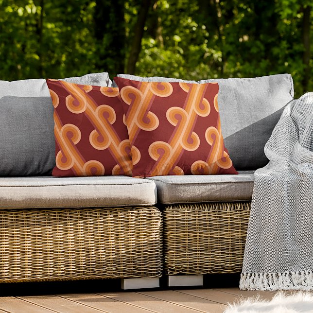 Orange Dark Maroon Red Retro Circles Art Pattern Kissen (Von Creator hochgeladen)