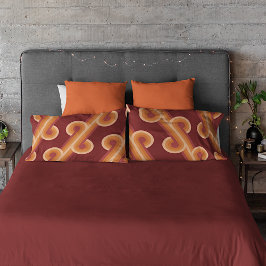 Orange Dark Maroon Red Retro Circles Art Pattern Kissenbezug