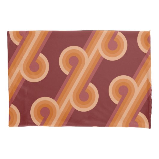 Orange Dark Maroon Red Retro Circles Art Pattern Kissenbezug (Vorderseite-Links)