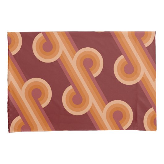 Orange Dark Maroon Red Retro Circles Art Pattern Kissenbezug (Vorderseite-Rechts)