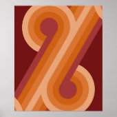 Orange Dark Maroon Red Retro Circles Art Pattern Poster (Vorne)