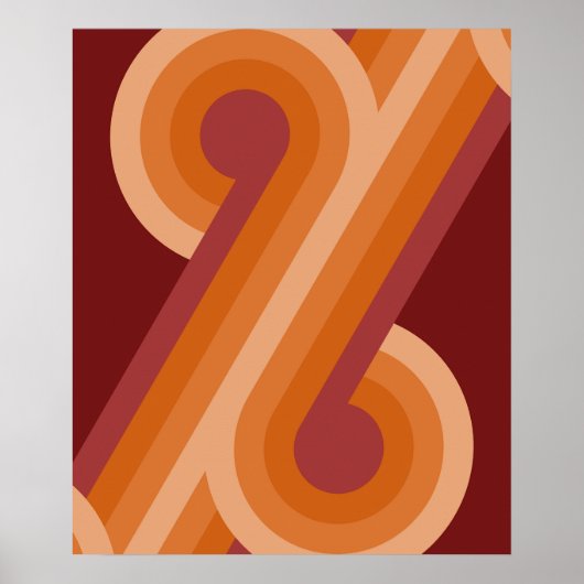Orange Dark Maroon Red Retro Circles Art Pattern Poster (Vorne)
